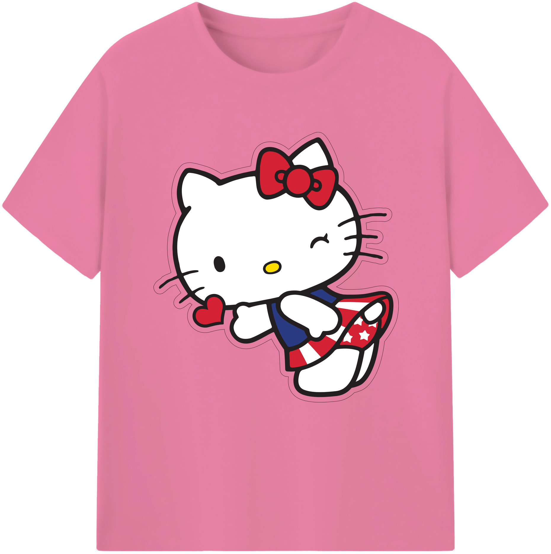 （画像用） Hello Kitty ハローキティ 綿100％半袖Tシャツ（フロントプリント）
